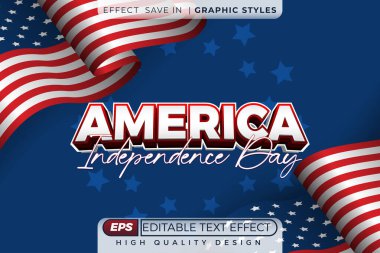 Düzenlenebilir 3D metin efekti Amerika 'nın bağımsızlık günü