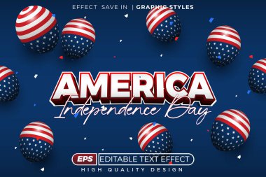 Düzenlenebilir 3D metin efekti Amerika 'nın bağımsızlık günü