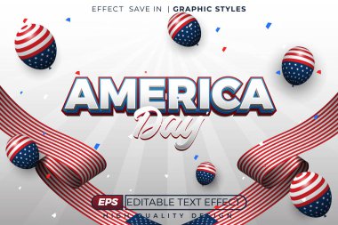 Düzenlenebilir 3D metin efekti Amerika Günü