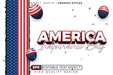 Düzenlenebilir 3D metin efekti Amerika 'nın bağımsızlık günü