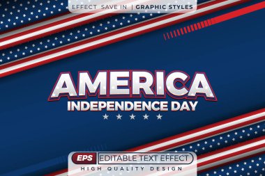 Düzenlenebilir 3D metin efekti Amerika 'nın bağımsızlık günü