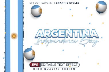 Düzenlenebilir 3D metin efekti Arjantin Bağımsızlık Günü