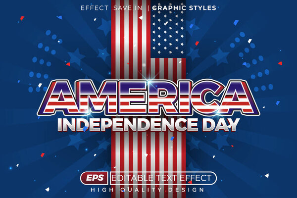 Editable 3d text effect america independence day