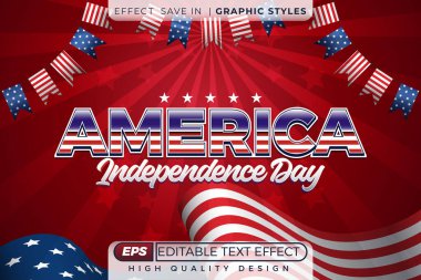 Düzenlenebilir 3D metin efekti Amerika 'nın bağımsızlık günü