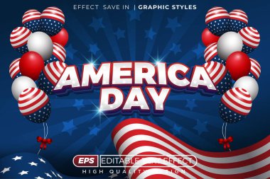 Düzenlenebilir 3D metin efekti Amerika Günü