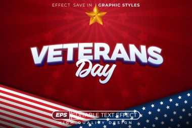 Düzenlenebilir 3D metin efekti gaziler günü