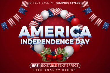 Düzenlenebilir 3D metin efekti Amerika 'nın bağımsızlık günü