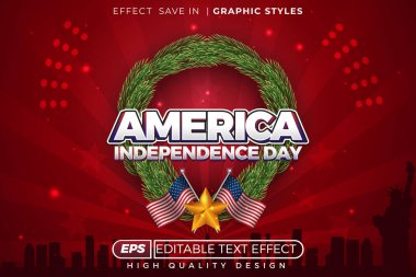 Düzenlenebilir 3D metin efekti Amerika 'nın bağımsızlık günü