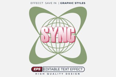 Düzenlenebilir 3d metin efekti klasik senkronizasyonu