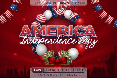 Düzenlenebilir 3D metin efekti Amerika 'nın bağımsızlık günü