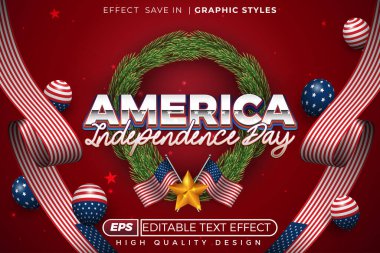 Düzenlenebilir 3D metin efekti Amerika 'nın bağımsızlık günü