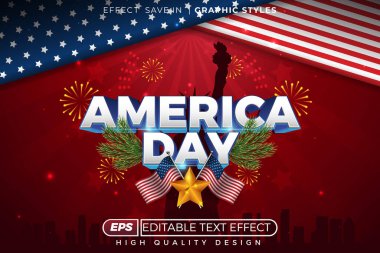 Düzenlenebilir 3D metin efekti Amerika Günü