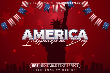 Düzenlenebilir 3D metin efekti Amerika 'nın bağımsızlık günü