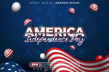 Düzenlenebilir 3D metin efekti Amerika 'nın bağımsızlık günü