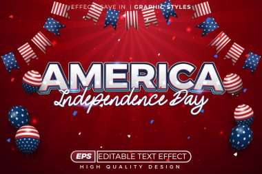 Düzenlenebilir 3D metin efekti Amerika 'nın bağımsızlık günü