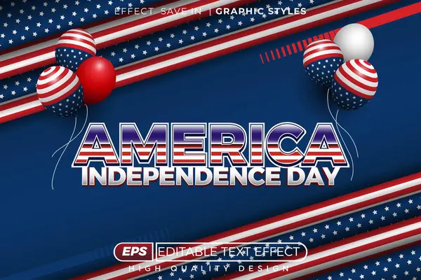 Düzenlenebilir 3D metin efekti Amerika 'nın bağımsızlık günü
