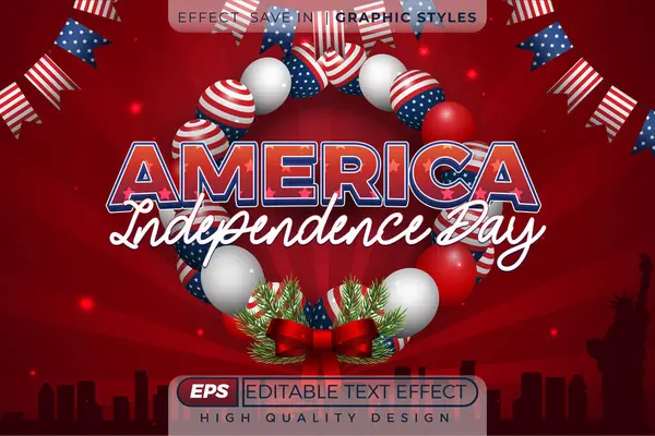 Düzenlenebilir 3D metin efekti Amerika 'nın bağımsızlık günü