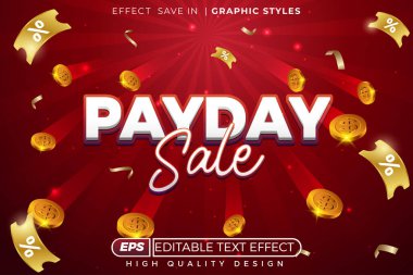 Düzenlenebilir 3d metin efekti maaş günü indirimi