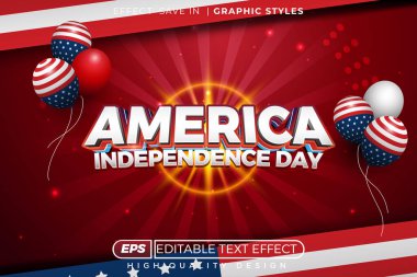 Düzenlenebilir 3D metin efekti Amerika 'nın bağımsızlık günü