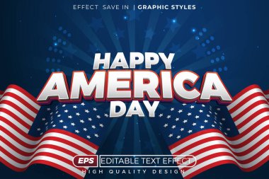 Düzenlenebilir 3D metin efekti Mutlu Amerika Günü