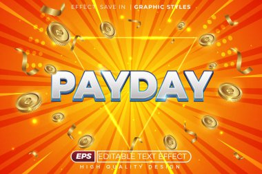 Düzenlenebilir 3d metin efekti ödeme günü. sarı arkaplan