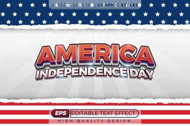 Amerika Bağımsızlık Günü Metin Efekti. Vatansever Tipografi Tasarımı
