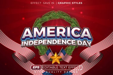 Cesur Bağımsızlık Günü Metin Efekti. Amerika bayrağı