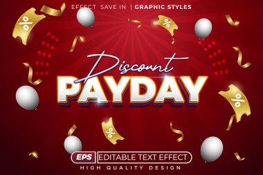 Düzenlenebilir 3d metin efekti indirimli ödeme günü, alışveriş kuponu