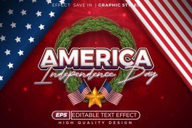 Düzenlenebilir 3D metin Amerika 'nın bağımsızlık gününü etkiler. Vatansever an