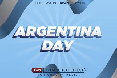 Arjantin Günü metin tasarımında açık mavi arkaplan ve düzenlenebilir etki, vektör grafik sunumu oluşturma