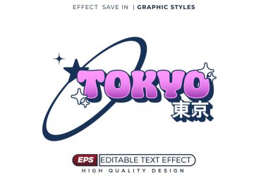 Düzenlenebilir 3d vektör metin efekti y2k biçimli Tokyo