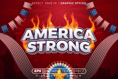 Amerika 'nın Bağımsızlık Günü teması için 3D vektör metin efekti