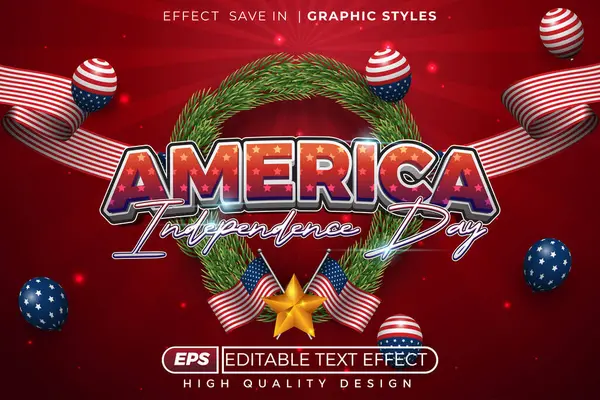 Düzenlenebilir 3D metin etkisi Amerika 'nın bağımsızlık günü. Amerika bayrağı