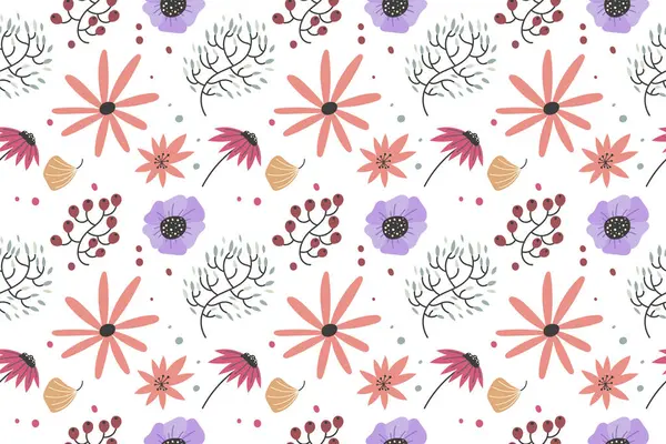 Güzel renkli çiçek desenleri. mor, kırmızı, turuncu