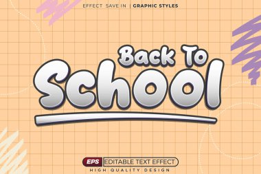 Okula geri dön. Düzenlenebilir 3D metin efekti. Okul posteri için eğitim teması