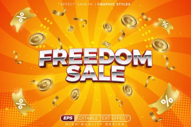 Düzenlenebilir 3d metin efekti tanıtım etkinliği için cesur özgürlük satış biçimi