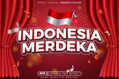 Kutlama günü için 3D kalın metin efekti Endonezya merdeka