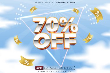 İndirim promosyonu için düzenlenebilir 3d vektör etkisi% 70 indirimli