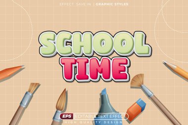 Eğitim poster tasarımı için düzenlenebilir 3d vektör metin efekti