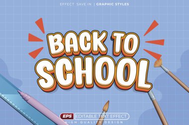 Eğitim posteri için düzenlenebilir 3d metin efekti şablonu