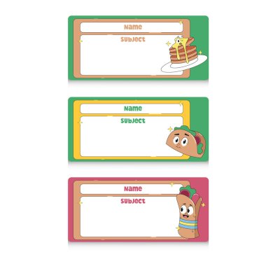 Gıda Karakteri Okul Adı Etiketleri - Pankek, Taco & Paket Temalı Etiketler