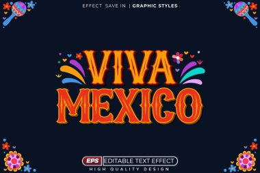 Düzenlenebilir 3d vektör etkisi Viva Mexico dekoratif arka plana sahip