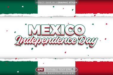 Festival kutlamaları için düzenlenebilir 3D vektör metin efekti Meksika bağımsızlık günü