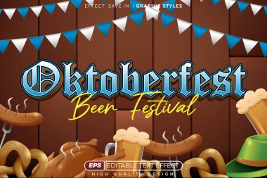 Oktoberfest 3d Poster tasarımı için düzenlenebilir metin efekti