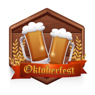 Ekim Festivali için tahta tabelada bira amblemi