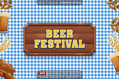 Düzenlenebilir 3D basit metin efekti bira festivali festival için bavyera desenli