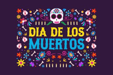 dia de los muertos dekorasyon arka plan festivali
