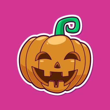 Çizgi film gülümsemesi balkabağı taşıyıcısı, cadılar bayramı elementi, poster ve çıkartma festivali