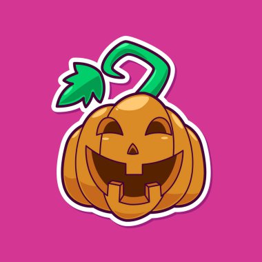 Çizgi film gülümsemesi balkabağı taşıyıcısı, cadılar bayramı elementi, poster ve çıkartma festivali