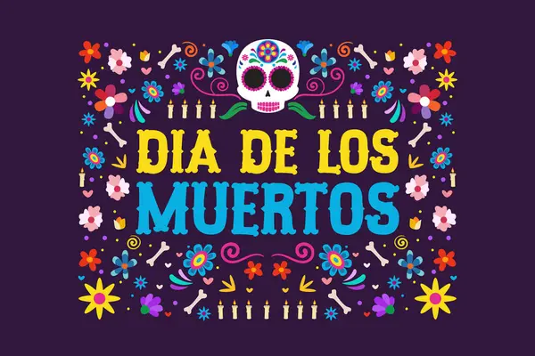 dia de los muertos dekorasyon arka plan festivali